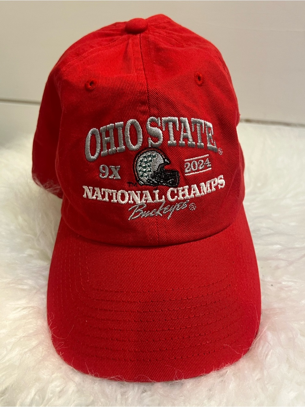 Ohio State Red National Nine times Champs 2024 Baseball Cap adjustable hat